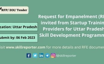 RFP Tender for Startup Training Providers in Uttar Pradesh for Skill Development India; read more at skillreporter.com